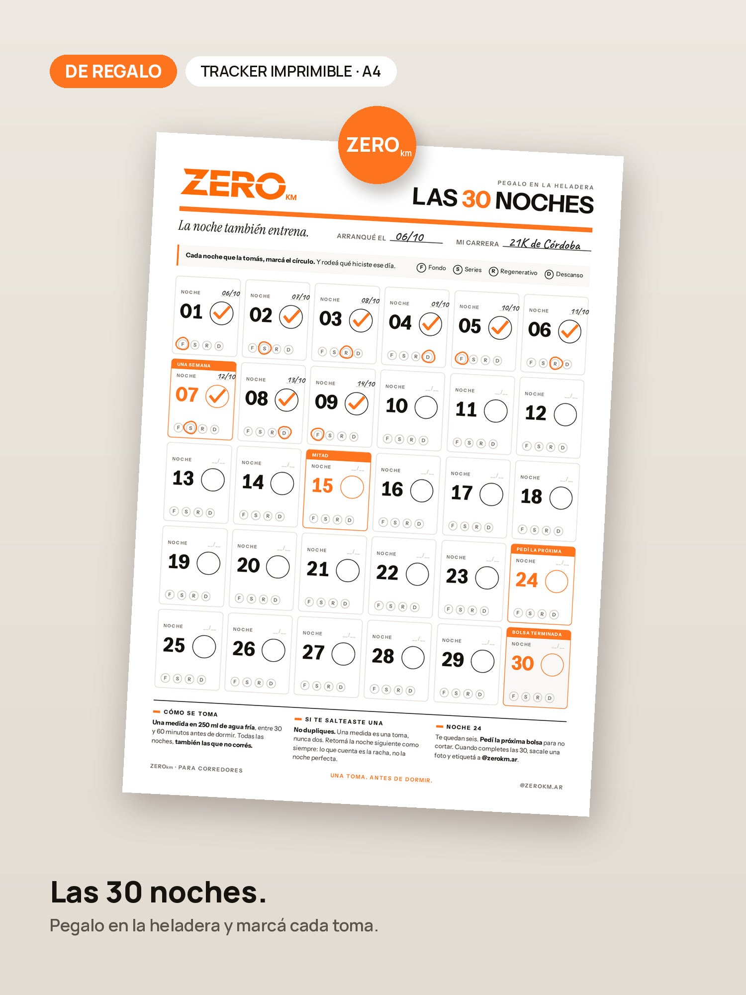 De regalo: tracker imprimible Las 30 noches